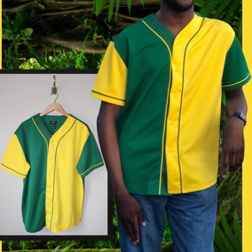 Forever 21 Knitwear Green and Yellow Baseball Jersey
